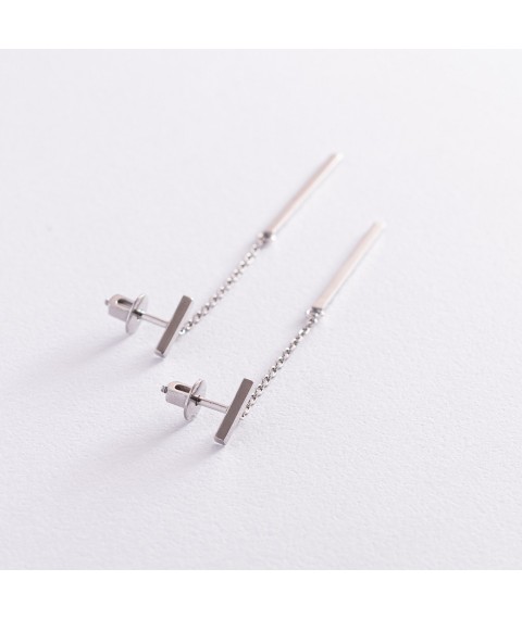 Silver earrings - studs "Minimal" 4960 Onyx
