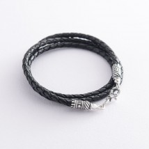 Leather cord "Save and Preserve" with silver clasp (3mm) 18438 Onix 55
