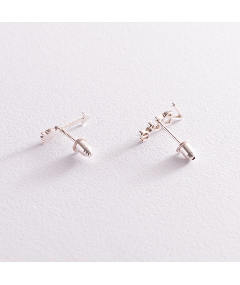 Earrings - studs "Love" in silver 123063 Onyx