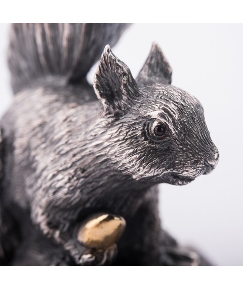Silver figure "Squirrel with a nut" - handmade ser00013 Onyx