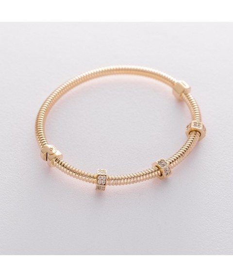 Rigid gold bracelet with cubic zirconia b04193 Onyx
