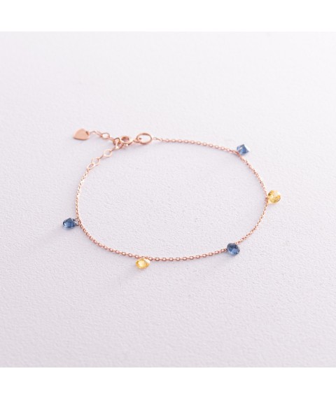 Gold bracelet "Ukrainian" (blue and yellow cubic zirconia) b05144 Onix 18