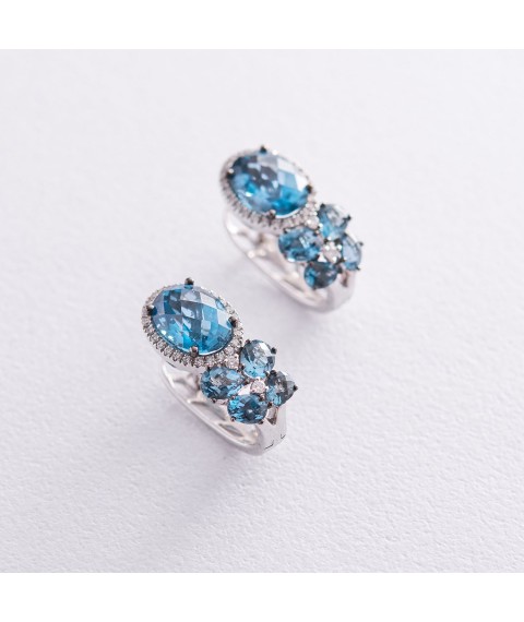 Gold earrings (topazes, diamonds) MR1664Egm Onyx