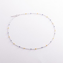 Necklace in white gold (blue and yellow enamel) coll02247 Onix 42