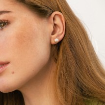 Gold earrings - studs with pearls s08812 Onyx