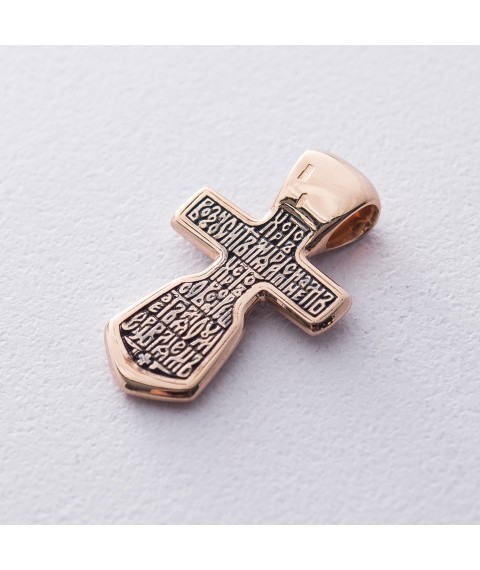 Золотой крестик "Распятие" с молитвой (чернение) п00786 Онікс