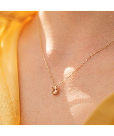 Gold necklace "Alma" (orange cubic zirconia) count02366 Onyx 45