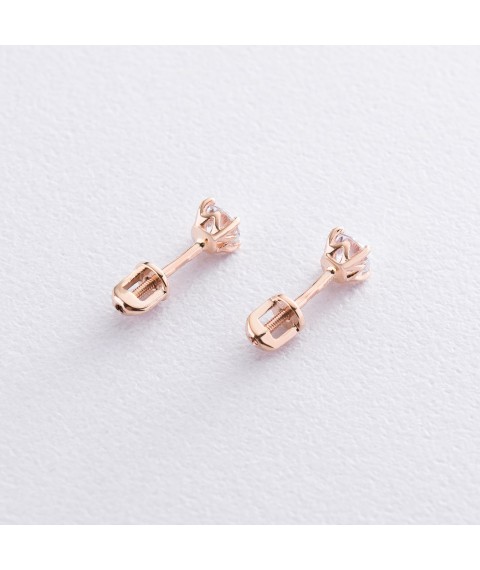 Gold stud earrings with cubic zirconia s06258 Onyx
