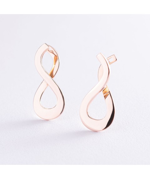 Earrings "Wave" in red gold s06833 Onyx
