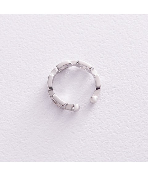 Earring - cuff "Chain" in white gold s08159 Onyx