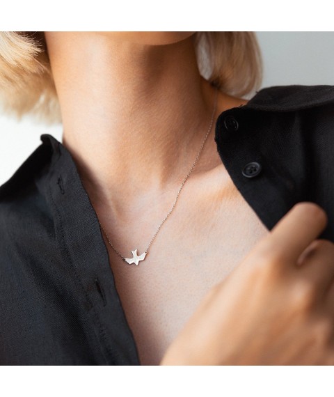 Silver necklace "Swallow" 181004 Onix 40
