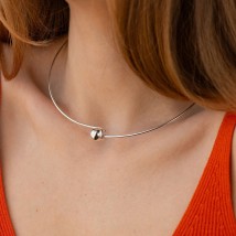 Necklace - choker "Adele" in silver with a ball 181316 Onix 41