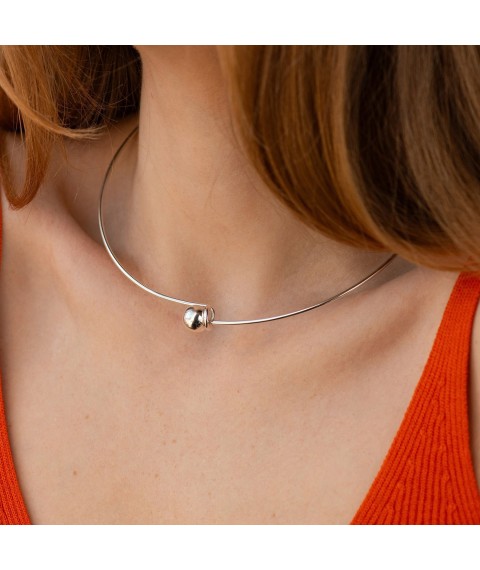Necklace - choker "Adele" in silver with a ball 181316 Onix 43