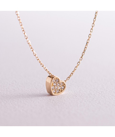 Necklace "Heart" with cubic zirconia (yellow gold) count02317 Onyx 45