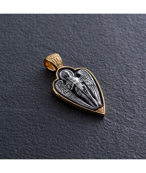 Silver pendant "Angel" with gold plated 131559 Onyx