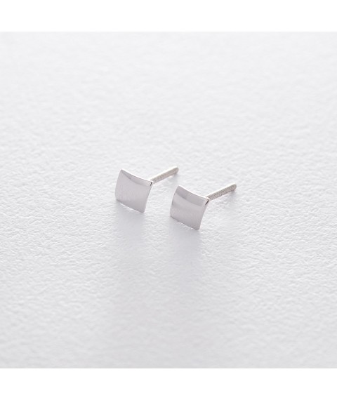 Gold stud earrings "Squares" s06197 Onyx