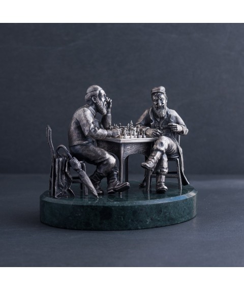 Срібна фігурка ручної роботи "Єврейські шахісти" 23083 Онікс