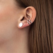 Silver stud earrings "Small coins" (shiny) 122867 Onyx