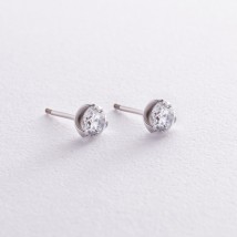 Earrings - studs with cubic zirconia (white gold) s06155 Onyx