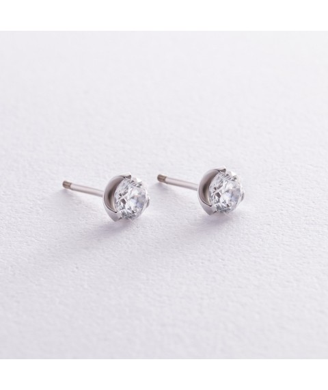 Earrings - studs with cubic zirconia (white gold) s06155 Onyx