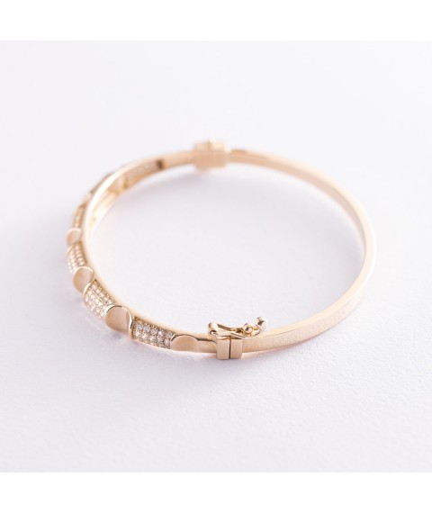 Rigid gold bracelet with cubic zirconia b04491 Onyx
