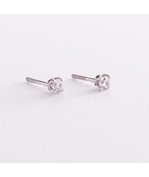 Gold earrings - studs with cubic zirconia s02891 Onix