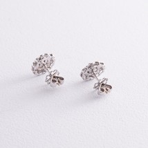 Gold earrings - studs "Flowers" with diamonds sm0299 Onyx