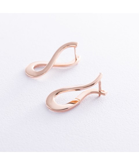 Earrings "Wave" in red gold s06833 Onyx