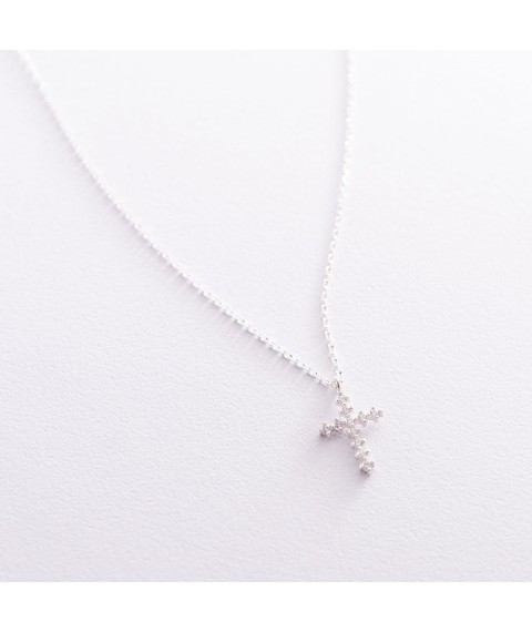 Necklace "Cross" in silver with cubic zirconia 181060 Onix 45