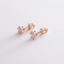 Gold stud earrings with cubic zirconia s02598 Onyx