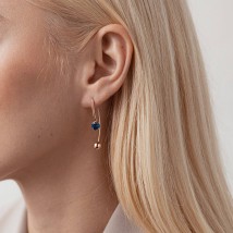 Gold earrings "Inspiration" (blue cubic zirconia) s07753 Onyx