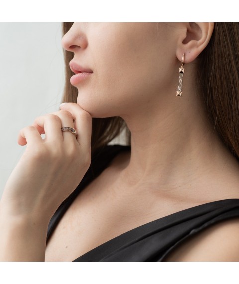 Gold earrings with cubic zirconia s05814 Onyx