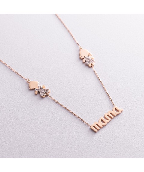 Gold necklace "Boy and girl" (cubic zirconia) count00994 Onix 45