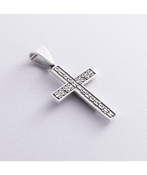 Срібний хрест "Розп'яття. Спаси і Збережи" кду-12 Онікс