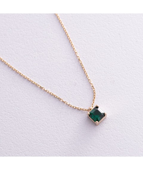 Gold necklace "Alma" (green cubic zirconia) count02368 Onix 45