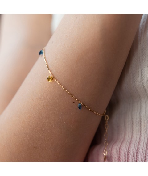 Gold bracelet "Ukrainian" (blue and yellow cubic zirconia) b05116 Onix 18