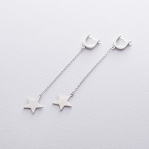 Silver earrings "Stars" (rhodium) 122563 Onyx