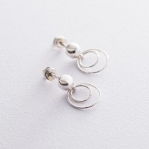 Silver earrings - studs "Rings" 122558 Onyx