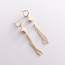 Earrings "Clover" in yellow gold s07135 Onyx