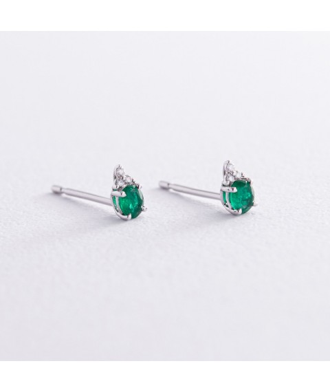 Gold earrings - studs with emeralds and diamonds sb0458nl Onyx
