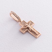 Golden cross "Crucifixion. Save and Preserve" with cubic zirconia 270045b Onyx