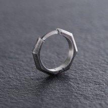 Men's single earring "Grani" in silver 7112 Onyx