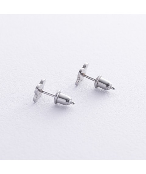 Silver earrings - studs "Clover" (black enamel) 123049 Onyx