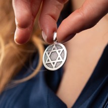 Silver pendant "Star of David" 131626 Onyx