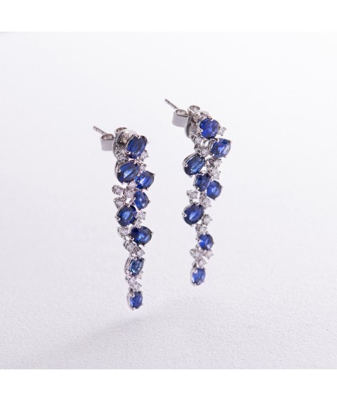 Gold earrings with diamonds and sapphires sb0452nl Onyx