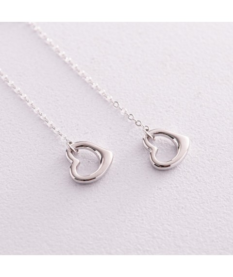 Висячі сережки "Сердечки" у сріблі 123260 Онікс