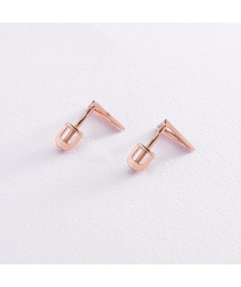 Gold stud earrings "Triangles" s06312 Onyx