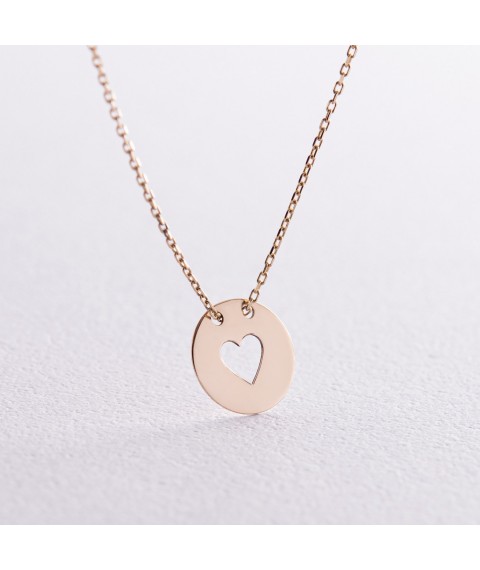 Necklace "Heart" in yellow gold kol01700с Onix 42