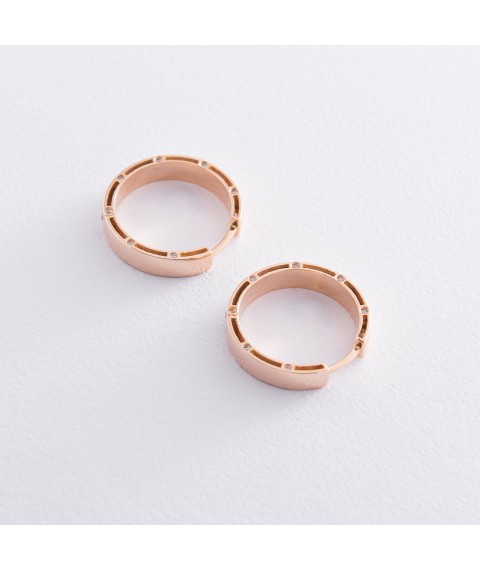 Золоті сережки-кільця з фіанітами, діаметр: 21 мм с05019 Онікс