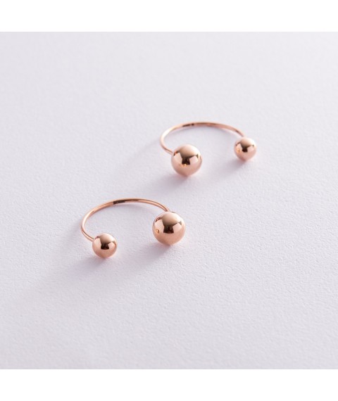 Earrings "Helga" with balls (red gold) s08234 Onix